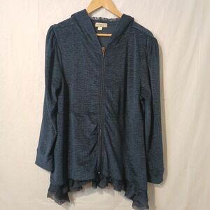 Navy Blue Hoodie Size XL One World Brand Lace Accents